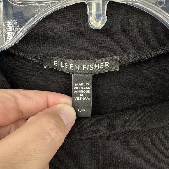 shirt top tunic mock neck long sleeve tencel soft black LARGE - Picture 6 of 6